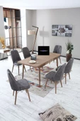 FLORİT MOBİLYA Ares Serisi 80x130 Açılabilir,6 Kişilik Mutfak Masası Takımı, Yemek Masası Takımı, Masa Takımı- Gri - 2