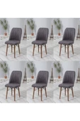 FLORİT MOBİLYA Ares Serisi 80x130 Açılabilir,6 Kişilik Mutfak Masası Takımı, Yemek Masası Takımı, Masa Takımı- Gri - 3