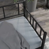 Mobpazar Doruk, Daybed, Metal Karyola, Sedir Karyola, 100X200 cm, Siyah Renk - 2