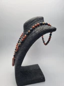 8 mm Kızıl Jasper, Lav, Hematit Taşı ve Diken Ağacı Doğaltaş Kombin Kolye - 2