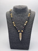 8 mm Jasper, Lav, Hematit Taşı ve Diken Ağacı Doğaltaş Kombin Kolye - 3