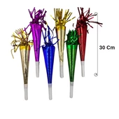 Metalik Renkli Püsküllü Vuvuzela Kaynana Dili 6 lü 30 cm - 2
