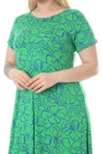 Melsay Butik Yeşil Çiçek Desen Asimetrik Kısa Kollu Elbise - 5
