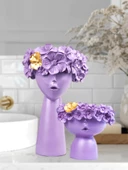 2 li çiçek kız saksı lila - 4