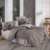 Hobby Tully Kahve - Poplin Çift Kişilik Nevresim Takımı - 1