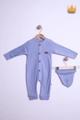 Babyhola %100 Pamuk Önden Düğmeli İnterlok Tulum Bere Takım 23630 - 1