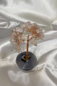 Doğaltaş Pembe Kuvars Taşı Doğal Taş Bakır Hayat Ağacı Stres Meditasyon Taşı - 1