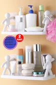 2 li Banyo Mutfak Organizer Şampuan Kozmetik Baharat Kavanoz Düzenleyici Yapışkanlı Raf Çöp Adam - 1