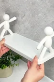 2 li Banyo Mutfak Organizer Şampuan Kozmetik Baharat Kavanoz Düzenleyici Yapışkanlı Raf Çöp Adam - 4