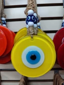 FÜZYON CAM NAZAR BONCUĞU SARI YUVARLAK 14,5 CM - 2