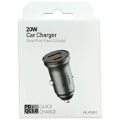 20W PD Çift Bağlantı Hızlı Mini Araç Şarj Cihazı ve iPhone ve Android Cihazlar için - 1