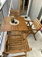Kaş 60X80 Katlanabilir Ahşap Bahçe Balkon Masası - 3