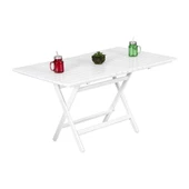 Bahçeme Kaş 80x140 Katlanabilir Ahşap Bahçe Balkon Masası -Beyaz - 1