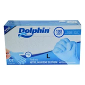 Dolphin Pudrasız Mavi Nitril Eldiven Büyük Boy (L) 100 Adet - 1
