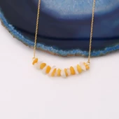 925 Ayar Gümüş Değerli ve Doğal Sitrin Kırık Tasarım Kolye - CNS00550 thumbnail 2