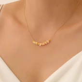 925 Ayar Gümüş Değerli ve Doğal Sitrin Kırık Tasarım Kolye - CNS00550 thumbnail 1