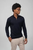 Erkek Yarım Balıkçı Yaka Fermuarlı Yumuşak Dokulu Mevsimlik Triko Kazak - 8