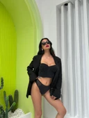 Simli Siyah Bustiyer Takım - Destekli - 7