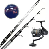 YekOutdoor Surf Kamışı Olta Takımı Okuma Wave Power Tele Surf 3.90 cm 100-200 gr 5 Parça Surf Kamışı- Okuma Revenger RV-65 FD Olta Makinesi - 1
