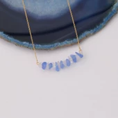 925 Ayar Gümüş Değerli ve Doğal Kırık Taş Tasarım Kolye - CNS00556 thumbnail 2