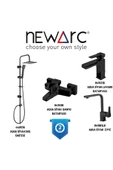 Newarc Aqua Siyah Banyo,Lavabo,Evye Bataryası,Duş Ünitesi Set - 1