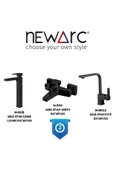 Newarc Aqua Siyah Çanak Lavabo,Banyo,Evye Batarya Set - 1