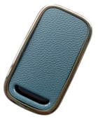 Chery Tiggo Uyumlu Anahtar Kılıfı Kumanda Kılıfı Oto Anahtarlık Deri Desenli Gri Gold thumbnail 3