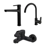 Newarc Domino Siyah Banyo,Evye,Çanak Batarya Set - 1