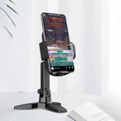 Telefon Standı Masaüstü 360 Derece Dönebilen Başlıklı Ayaklı Telefon Tripodu - 5