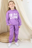 Kız Çocuk Friday Baskılı Kapüşonlu Mor Eşofman Takım thumbnail 4