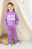 Kız Çocuk Friday Baskılı Kapüşonlu Mor Eşofman Takım thumbnail 2