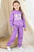 Kız Çocuk Friday Baskılı Kapüşonlu Mor Eşofman Takım thumbnail 7