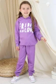 Kız Çocuk Friday Baskılı Kapüşonlu Mor Eşofman Takım thumbnail 6