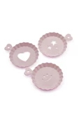 3lü Plastik Tatlı Kahve Pasta Süsleme Tabağı Kalıbı Şablonu Pembe - 1