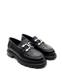 Venüs 2412906K Kadın Hakiki Deri Tokalı Kalın Taban Loafer Ayakkabı - 1