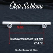 Doruk Beyaz Metal Kulp 224 mm - 22.4 cm Mobilya Çekmece Mutfak Dolabı Dolap Kulpları Kulbu Kulpu thumbnail 2