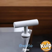 Doruk Beyaz Metal Kulp Düğme Çekmece Mutfak Mobilya Dolabı Dolap Kapak Kulpu Kulbu Kulpları Beyaz thumbnail 2