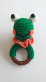 Kurbağa Çıngıraklı Diş Kaşıyıcı Amigurumi Organik Oyuncak - 1