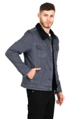 CEKMON Erkek Slim Fit İçi Yünlü Düğmeli Kısa Kot Mont - 8
