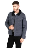 CEKMON Erkek Slim Fit İçi Yünlü Düğmeli Kısa Kot Mont - 7