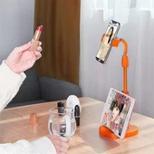 Tablet Telefon Standı Masa Üstü Plastik Turuncu Telefon Tutucu - 7