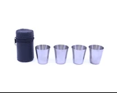 4 Adet Paslanmaz Çelik Shot Bardağı ve Taşıma Çantası Seti - 1