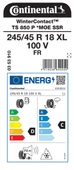 CONTİNENTAL 245/45R18 100V TS850P SSR(yıldızlı) MOE KIŞ LASTİĞİ ÜRETİM YILI:2024 - 2