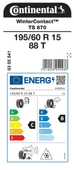 CONTİNENTAL 195/60R15 88T TS870 KIŞ LASTİĞİ ÜRETİM YILI:2024 - 2