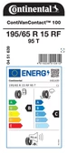 CONTİNENTAL 195/65R15 95T RF VANCONTACT 100 YAZ LASTİĞİ ÜRETİM YILI:2024 - 2