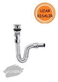WUVERA Krom Basmalı Sifon - Körüklü Sifon - Lavabo Mutfak Sifonu - Bas Stoplu - 2