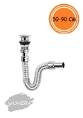 WUVERA Krom Basmalı Sifon - Körüklü Sifon - Lavabo Mutfak Sifonu - Bas Stoplu - 3