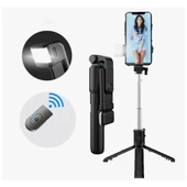 Selfie Çubuğu Kumandalı LED Işıklı Ayaklı Uzayabilen Taşınabilir Masa Üstü Tripod - 3