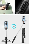 Selfie Çubuğu Kumandalı LED Işıklı Ayaklı Uzayabilen Taşınabilir Masa Üstü Tripod - 11