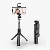 Selfie Çubuğu Kumandalı LED Işıklı Ayaklı Uzayabilen Taşınabilir Masa Üstü Tripod - 1